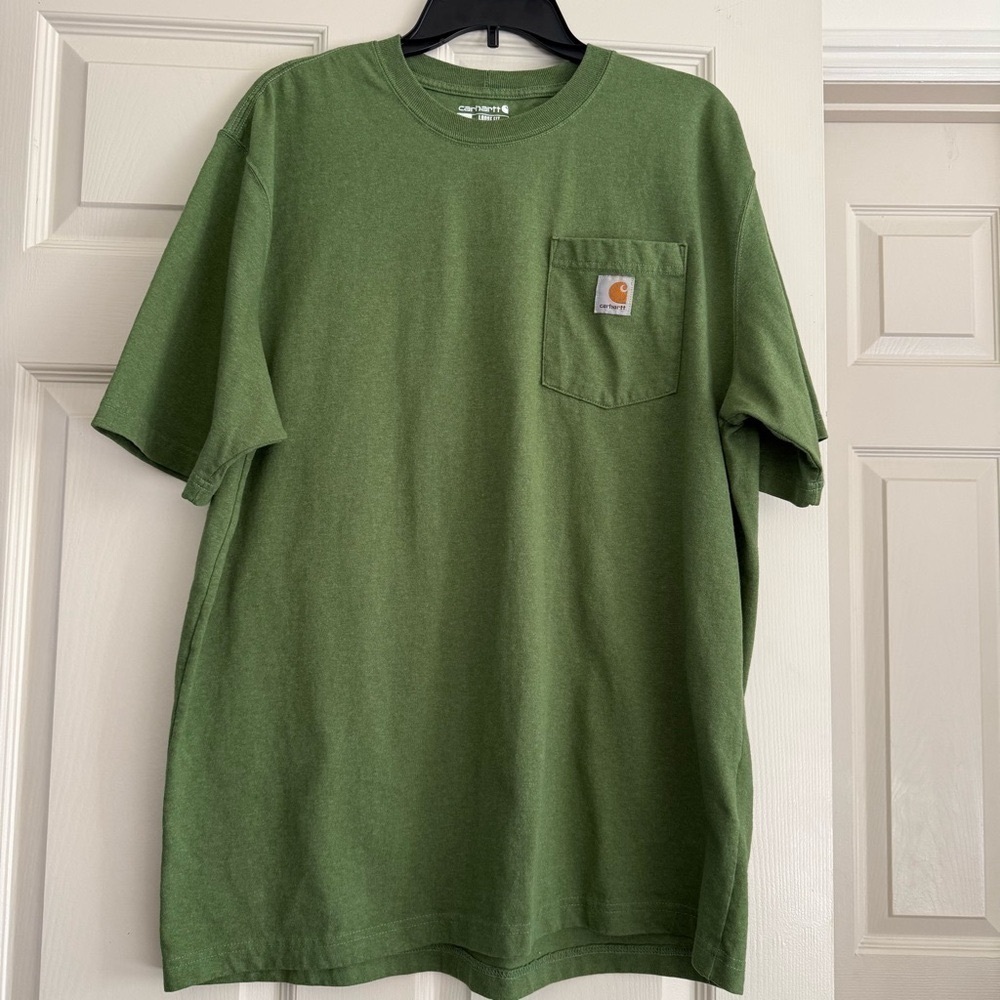 Carhartt Basic Crew Neck T-shirt Men Size L Short Sleeves Loose Fit Green Forest